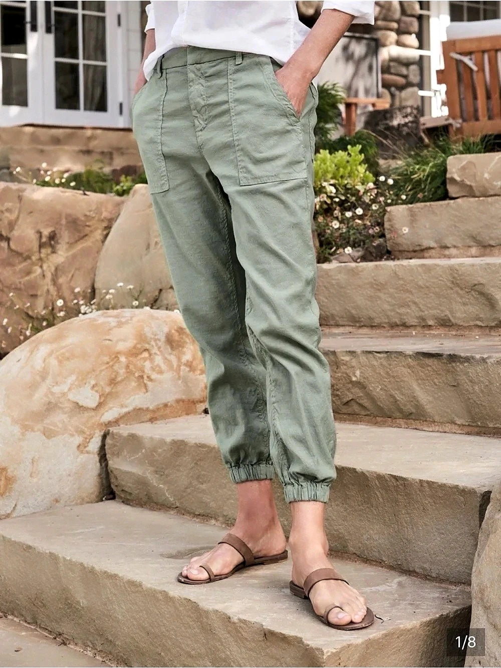 Frank & Eileen JAMESON Utility Jogger in Olive Green Size 8